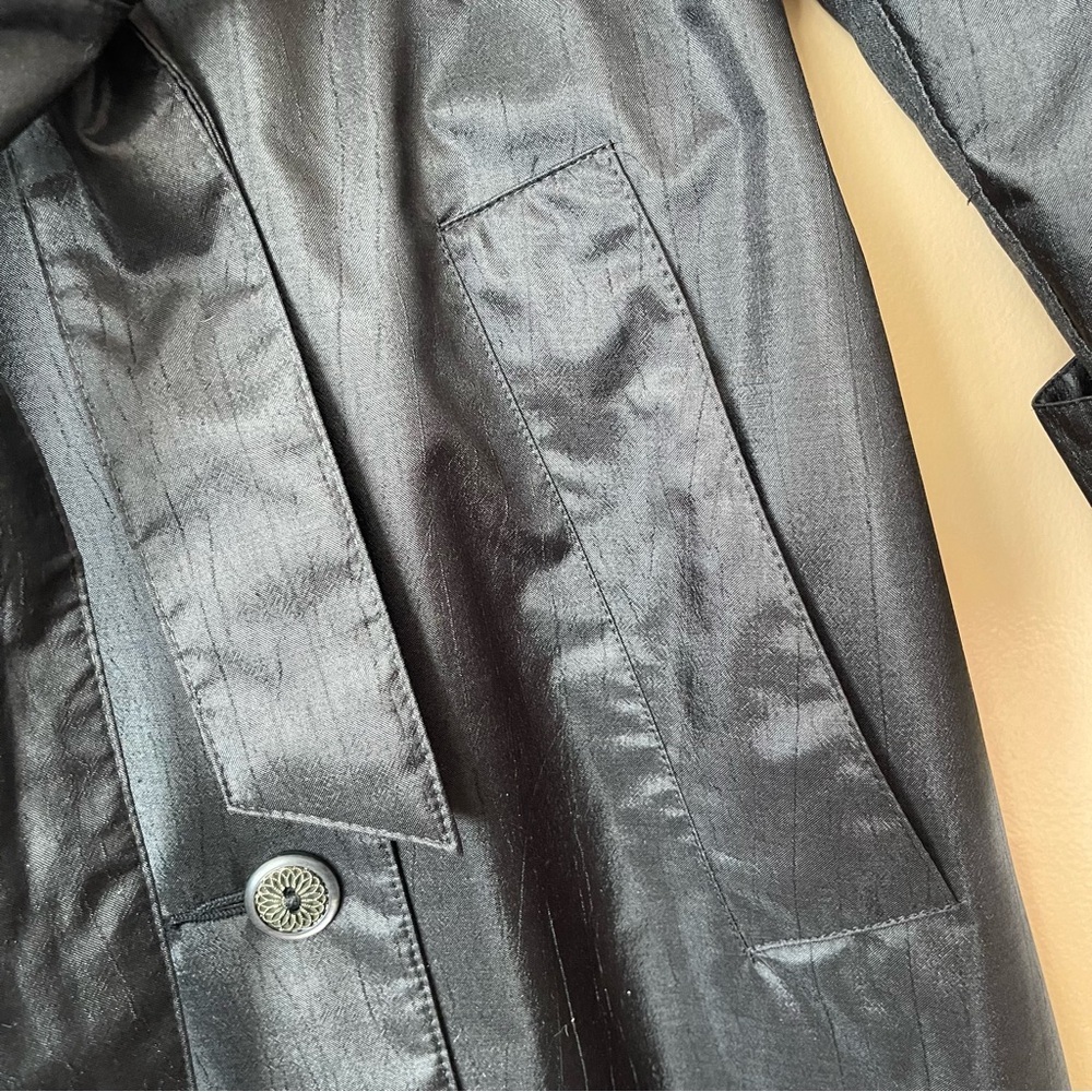 British Mist Vintage Black Rain Trench Coat Size 10 - Picture 8 of 12